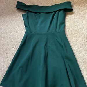 Lulus Off-Shoulder Emerald Green Fit & Flare Dress